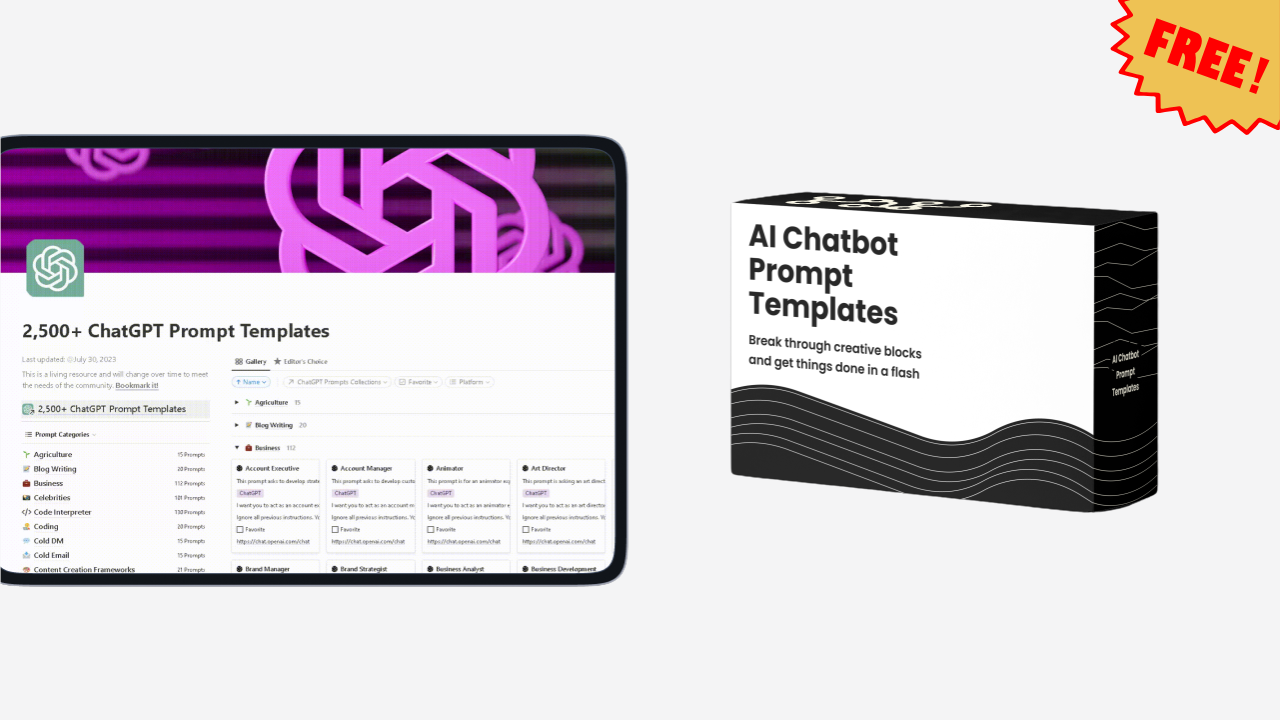 2,500+ AI Chatbot Prompt Templates FREE
